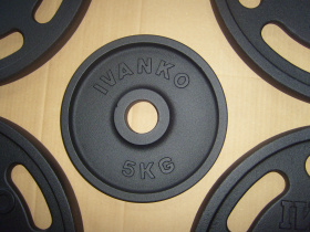 Диски для штанги б у 51 мм черные металл с хватами Ivanko OMEZS